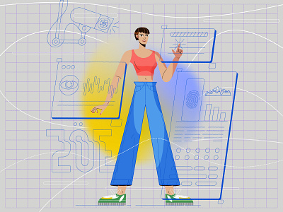 Zoe 90s design gif gif animated gif animation girl graphic graphicdesign illustration tech