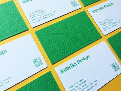Rubrika Design business cards graphic design green letterpress logo yellow