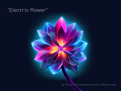Electric flower ai design illustration midjourney minimal poster ui
