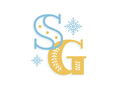 Seasons Greetings christmas holiday monica mazur monogram seasons greetings snowflakes typography