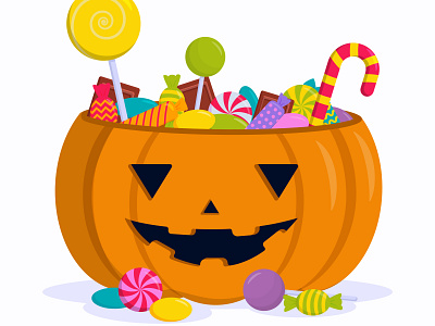 Halloween pumpking with candy autumn candy halloween illustration october pumpkin sweets vector illustration
