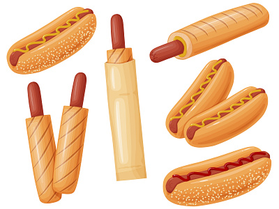 Hot Dogs bread cartoon food hot dog sausage