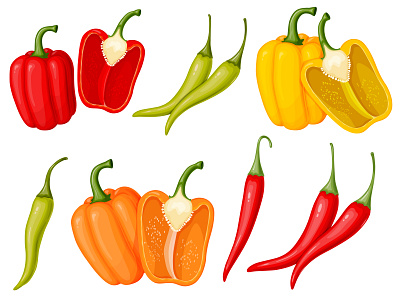 Bell and chili peppers bell cartoon chili food illustration illustrator pepper vector