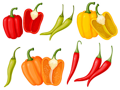 Bell and chili peppers