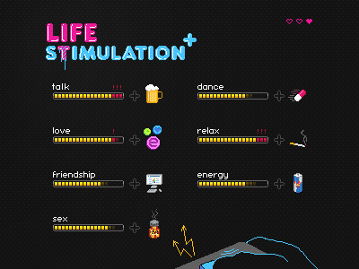 Life simulation alcohol drugs energy drink game life m18 pixel pixel art plus poppers poster simulation smoke stimulation