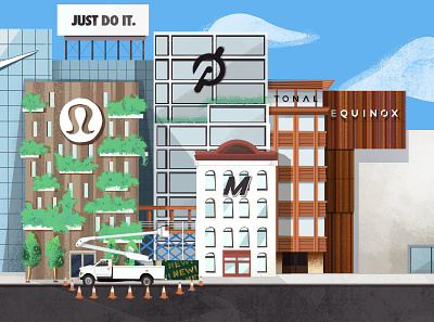 The Marketplace buildlings business city digital digital illustration editorial fitness