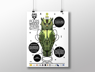 Füles Bagoly music talent show - poster illustraion logo music owl poster poster art poster design talent show