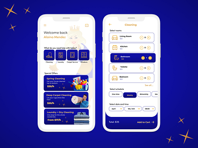 Cleaning Queen booking cleaning app cleaning company cleaning service cleaning services dry cleaning figmadesign iphone 12 mockup iphone12 maid maid service uidesign uiux user interface