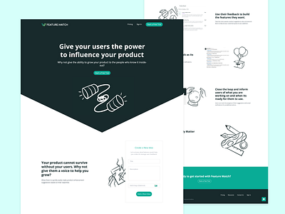 Feature Watch Website app branding design illustration layout product responsive sass typography web website