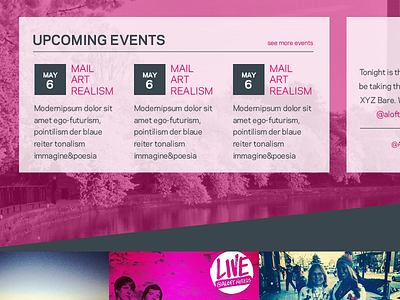 Social Section Preview design events events feed hotel instagram preview social twitter web website