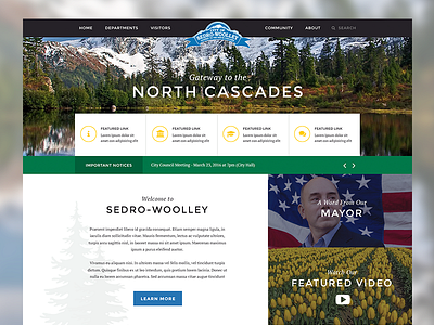 City Government Site button features headline hero layout navigation travel website
