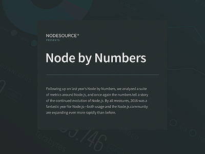 Node by Numbers 2016 chart data graphs layout node nodejs pie stats typography website