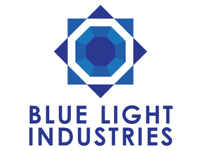 Blue Light Industries blue blue light geometric logo octagon sun