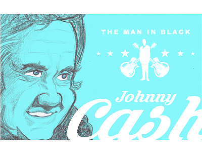 The Man in Black – and Blue country illustration johnny cash sketch the man in black