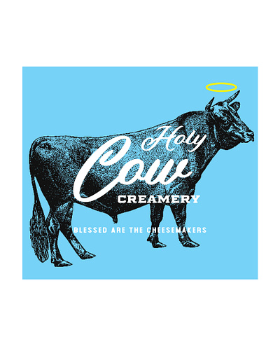 Holy Cow Creamery blue cheese cow creamery design logo
