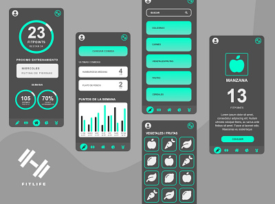 Diet Section - Fitlife app app branding design flat minimal mobile mockup ui ux xd