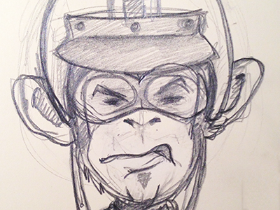Racer Monkey illustration monkey pencil sketch