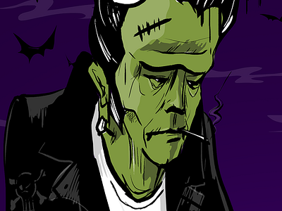 Rockoween Poster black and white frankenstein halloween illustrations poster