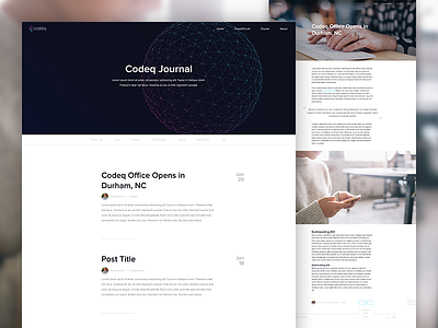 The Codeq Journal blog codeq design hero journal minimal web web design wordpress