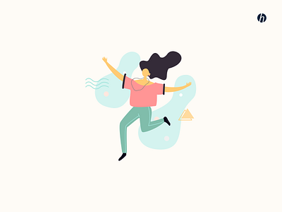 Woman Jumping design female female character flat ilustrator indonesia