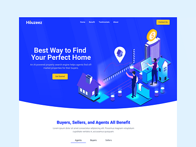 Houzeez Landing Page buy home design house property property apps rent rent home web