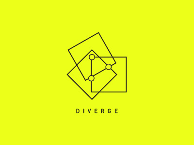 DIVERGE branding corporate identity identity logo mark mathematical primary square tech yellow
