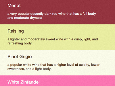 WINE SELECTION app application colors pale red wine ui white wine wine