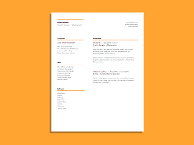 Orange Resume business cv design flat flat ui layout orange resume