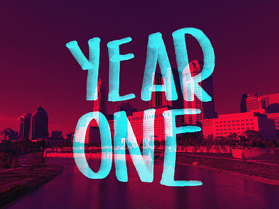 year one columbus cyan hand lettering in 2017 lettering magenta