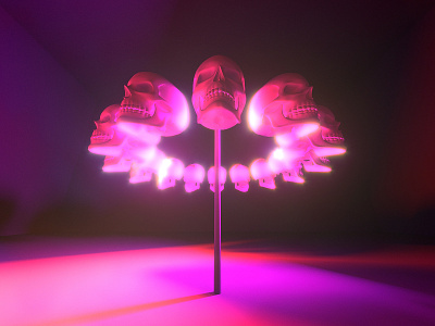 Skullyard 3d 3d art 3d artist c4d cinema 4d coronarender happy halloween neon pink skull vaperwave