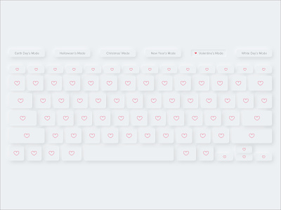 Valentine's Keyboard biznetgio dribbbleweeklywarmup heart keyboard love neumorphic neumorphism skeumorphic ui uidesign valentine valentinesday