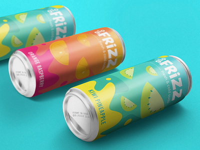 Gio Frizz Soda | Dribbble Weekly Warm-Up beverage beverage packaging biznetgio branding can can design carbonated beverage cold beverage colorful fictional fresh kiwi label orange packaging pineapple raspberry soda typography