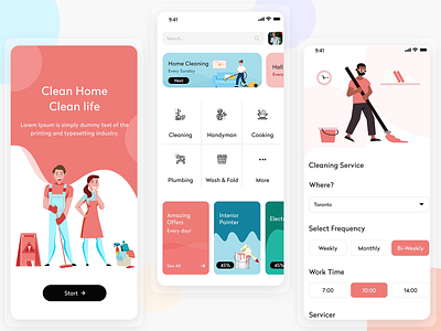 Cleaning service App adidas animation branding design illustration lettering logo minimal ui vector