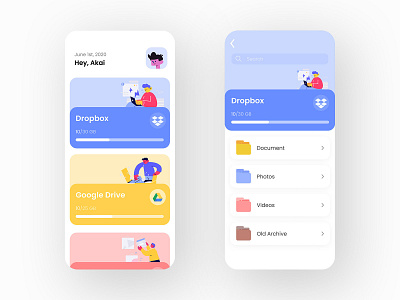 Cloud Storage App app branding design flat managing minimal storage ui ux