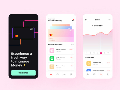 Huntey - Money and Finance app branding design ui ux