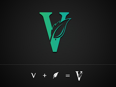 V + Leaf Logo Design