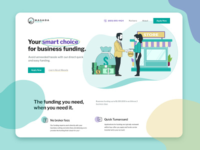 Masada Funding | Hero Section app business business funding colors cool creative design figma funding illustration money pastel platform subtle uidesign uxdesign uxui webflow website xd