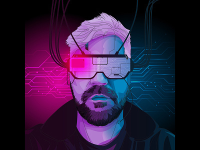 Cyberpunk Portrait with VR character cyberpunk illustration portrait scifi