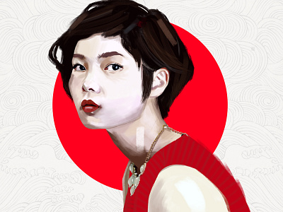 Japanese Girl / Sketch design dribbble first girl handmade hi illustration japanese photoshop red woman