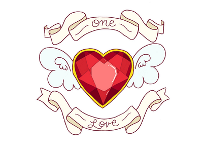 One Love digital illustration painting stickers