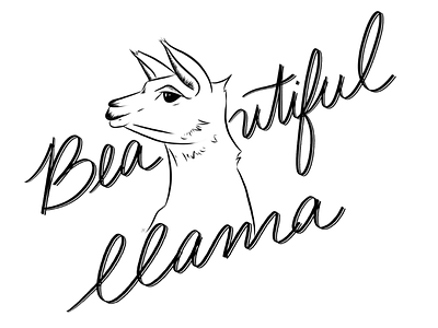 Beautiful Llama animal art drawing illustration lettering