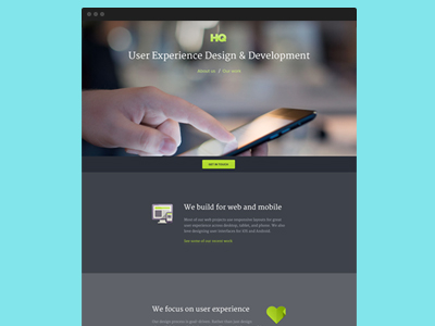 HQ Home (responsive) flat home home page landing page mobile responsive ui ux web