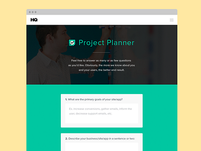 Client Questionnaire client clients flat form minimal process project project planner questionnaire simple single page ui user experience ux web
