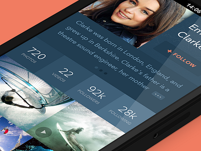 Profile Page flat grid ios minimal mobile profile sports square ui