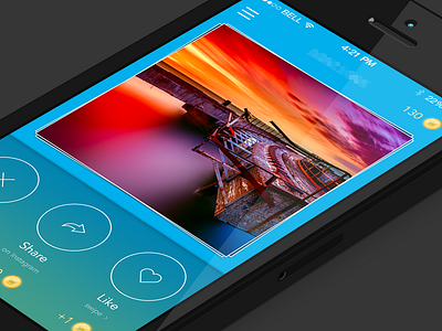 Photo Likes App bright circle clean coin flat ios 7 ios7 mobile photo simple ui