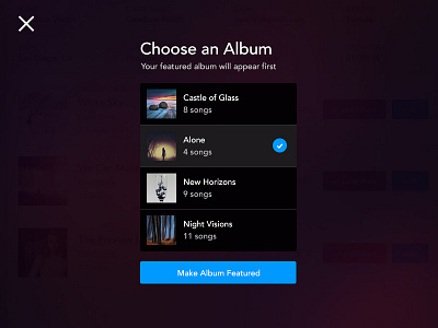 Modal Window album modal modal window music select ui ux web