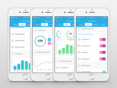 Call Reports calls charts donut graph interface pie stats ui ux