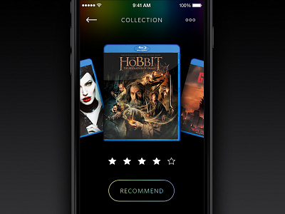 Movie Collection app dark interface iphone mobile movie movies rainbow rating ui ux