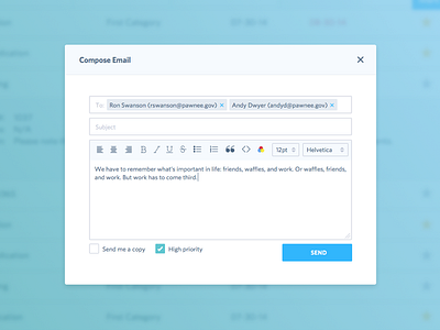 Rich Text Editor compose email message modal rich text editor ui ux web
