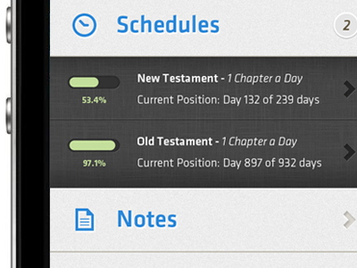 Scripture Scheduler app ios iphone progress bar retina display schedule ui
